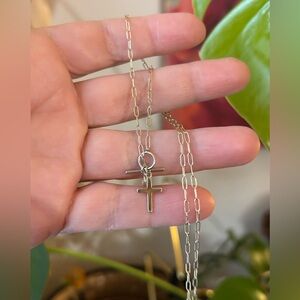 Delicate Gold Cross Pendant Necklace With Toggle Closure - Satya Jewelry